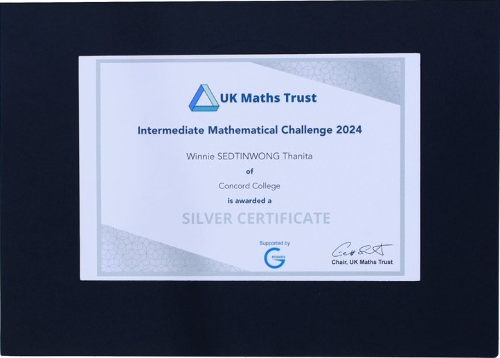 UKMT Intermediate Mathematical Challenge 2024 silver certificate