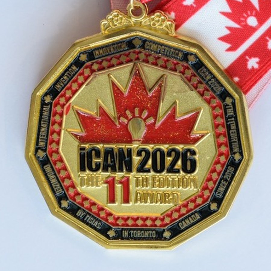 iCAN 2026 gold medal with maple-leaf ribbon