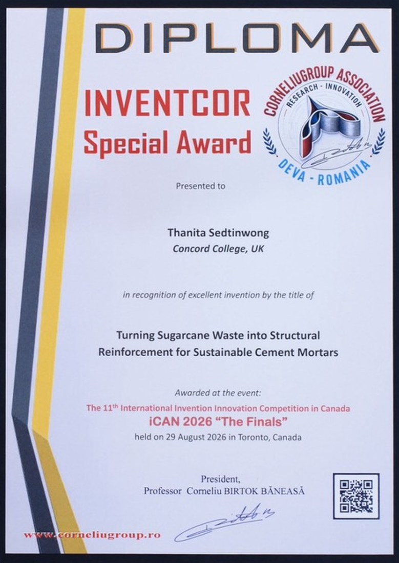INVENTCOR Special Award diploma presented to Thanita Sedtinwong